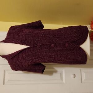 Christopher and Banks Short Sleeved Maroon Cardigan